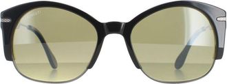 Serengeti Eyewear Semi Rimless Womens Shiny Gunmetal Black Polarized Green 555nm Vinita - One Size