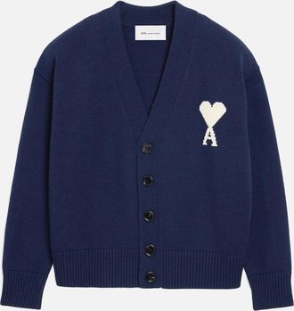 Ami Mens WOOL ADC CARDIGAN - Navy - Size: 34