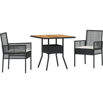 vidaXL Conjunto De Comedor De Jard&iacute;n 3 Pcs Negro Polirat&aacute;n Vidaxl