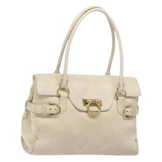 Ferragamo Tweedehands leren handtassen - Dames - Vintage Handtas - Wit - ONE Size - Leer - Vintage