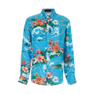 Gucci Printed Viscose Shirt - male - Gucci - Casual Shirts - Blue - S - Shirts