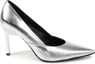 Calvin Klein Womens Pointedtoe High Heels - Silver Leather - Size EU 37
