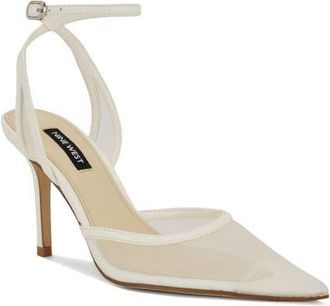 Nine West Gullia Ankle Strap Pump in White at Nordstrom, Size 6