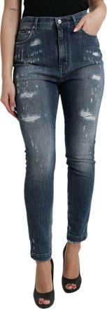 Dolce & Gabbana Hooggelegen Skinny Gescheurde Jeans