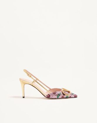Valentino Garavani D&eacute;collet&eacute; Slingback VLogo Signature Con Ricamo Cherryfic 80Mm Donna MULTICOLOR 35.5