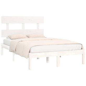 Berkfield Home Beautiful Bed Frame White Solid Wood 120x200 cm | Size: Small Double