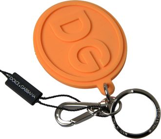 Dolce & Gabbana Orange Rubber DG Logo Gold Brass Metal Womens Keychain
