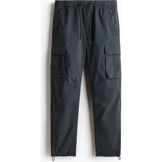 H&M Regular Fit Nylon Cargo Trousers in Dark Gray at Nordstrom, Size Xx-Large