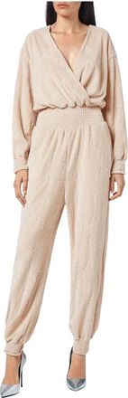 Philipp Plein Tuta Completa Velvet Monogram - Dames - Jumpsuits - Beige - S - Jumpsuits & Playsuits