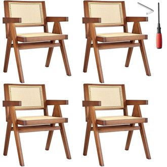 TecTake Dining Chair Lizzy Set Of 4 - Dark Oak in Dark Brown | Size: 4 Pack