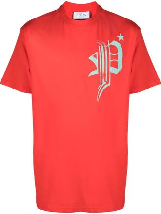 Philipp Plein skull-print detail T-shirt - men - Cotton - XXXL - Red