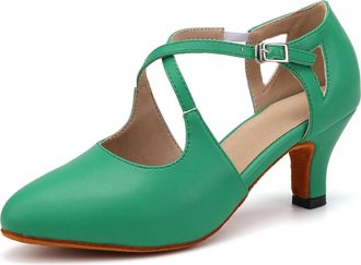 Generic Womens Latin Dance Shoes Womens Latin Dance Shoes Closed Toe Ballroom Salsa Tango Practice for Performances, 6 UK Red Comfortable Practice & Performan