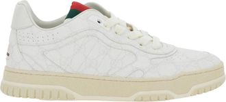 Gucci Re-Web Low-Top Sneakers - Dames - Sneakers - Wit - 39 1/2 EU - Leer - Schoenen