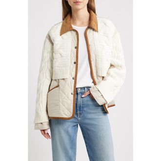 Rag & Bone Ivy Mixed Media Jacket in Ivory at Nordstrom Rack, Size X-Large