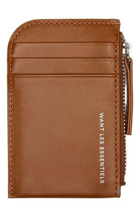 Want Les Essentiels Arch Smooth Leather Cardholder in Cuero at Nordstrom