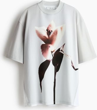 H&M T-Shirt mit Print - Hellgrau