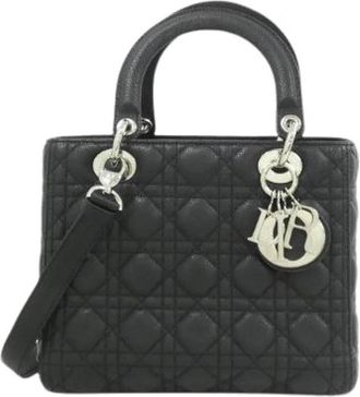 Dior Pre-owned Lady Dior Calf Handbag - Dames - Vintage Handtas - Zwart - ONE Size - Leer - Vintage