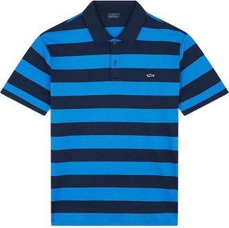Paul & Shark Striped Double Piqu&eacute; Cotton Polo Shirt