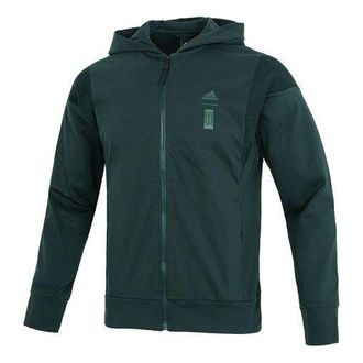 adidas Mens adidas Wj Prew Kn Jkt Hooded Sports Solid Color Casual Knit Jacket Green HM2957