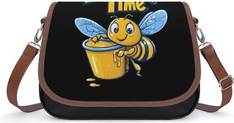 Generic Honey Cute Bee Time Womens Crossbody Bag Fashion Shoulder Handbags Message Tote Bag with Adjustable Strap
