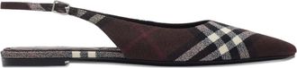 Burberry check slingback flat pumps - women - Leather/Wool/Sheepskin - 36 - Brown