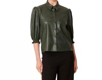 Dolce Cabo Faux Leather Elastic Cuff Top In Green