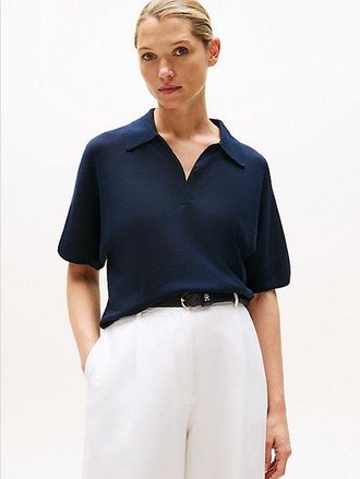 Tommy Hilfiger Short Sleeve Polo Jumper With Silk
