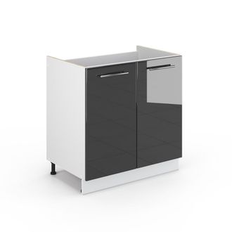 Vicco Armario Bajo Para Fregadero Fame-line, Antracita Alto Brillo, 80 Cm Sin Encimera, Vicco