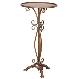 Wanderlust Deco Mesa auxiliar de metal envejecido dorado 40x40x77