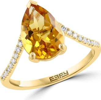 Effy Pear Cut Citrine & Diamond Ring in Orange at Nordstrom Rack, Size 7
