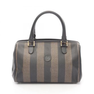 Fendi Black Brown Coated Canvas Pvc Leather Handbag Tote Bag (Pre-Owned)