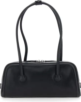 Margesherwood Womens Shoulder Bag Soft Boston Ew Black Leather Cow