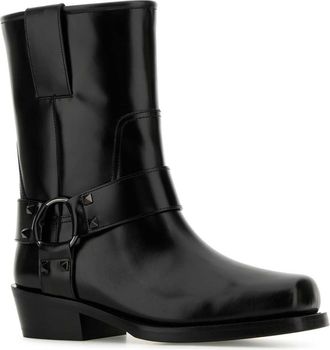 Valentino Garavani Womens Rockstud Boots Black Leather