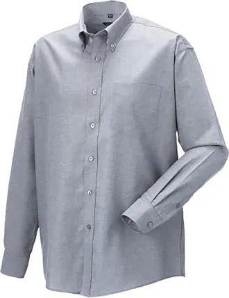 Russell Athletic Russell Collectie Heren Lange Mouw Easy Care Oxford Shirt (Zilvergrijs)