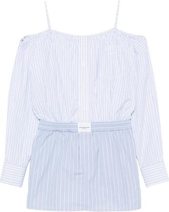 Alexander Wang Striped Off-shoulder Mini Dress