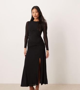 Nobody's Child Tammy - Vestito nero con gonna al polpaccio e arricciature-Rosso