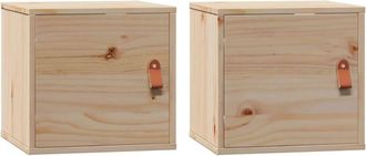 vidaXL Vidaxl - Armarios De Pared 2 Uds Madera Maciza De Pino 31,5x30x30 Cm
