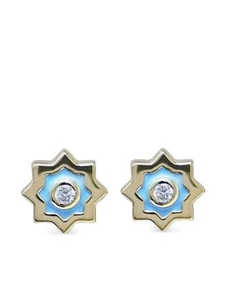 Anzie 14K yellow gold Marrakesh diamond stud earrings - women - 14kt Yellow Gold/Diamond/Enamel - One Size