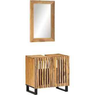 vidaXL Juego De Muebles De Ba&ntilde;o 2 Pzas Madera Maciza De Mango Rugosa Vidaxl