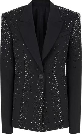 The Attico Zwarte Jas met Kristallen - Dames - Blazers - Zwart - M - Wol - Jassen