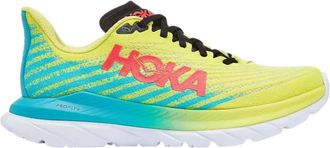 Hoka One One Mach 5 Running Shoe in Evening Primrose/Scuba Blue Mesh Women