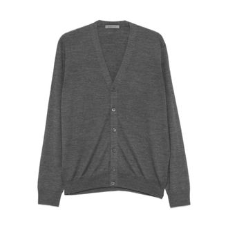 Corneliani V-hals vest met knopen - Heren - Truien - Grijs - Maat: 2XL Zijde