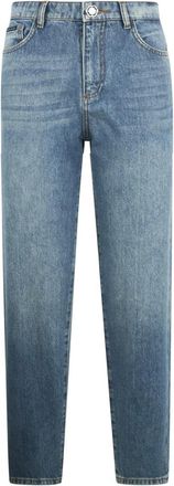 Philipp Plein Jeans, Dames, Blauw, W30, Denim, Denim Broek Mom Fit Logo