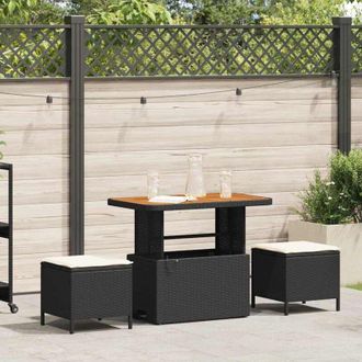 vidaXL Conjunto De Comedor De Jard&iacute;n 3 Pcs Negro Polirat&aacute;n Vidaxl