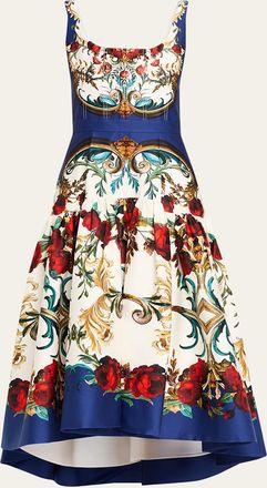 Alice & Olivia Gilded Rose Diana Structured Midi Dress