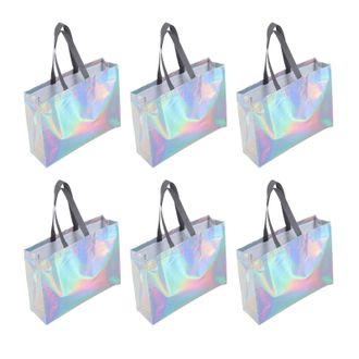 Generic 6Pcs Non-woven Tote Bags with Protective Film Bulk Wrapping and Storage Holders for Wedding Grocery Takeaway Food and Packaging