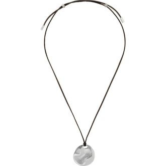 Reiss Orla Leather Cord Pendant Necklace in Silver Tone /Brown at Nordstrom