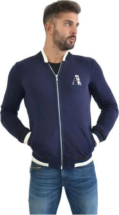 Aquascutum Bomber Jackets, male, Blue, Size: XL London Full Zip