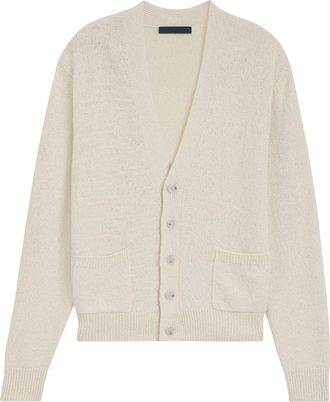 BOSS Beige Cardigan Sweater with Deep V-Neckline