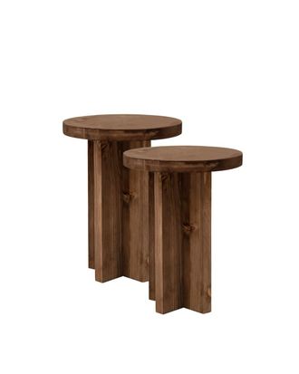 Deco Wood Pack 2 mesitas de noche de madera maciza nogal 45x35cm